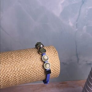 Henri Bendel Blue Bracelet with Green Charms